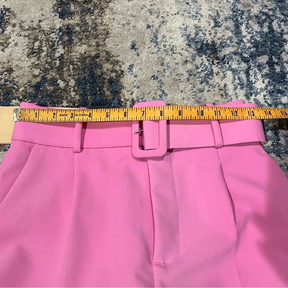Zara Soft Pink High Waist Ankle Front Pleated Belted Trouser Pants Size Small - Picture 10 of 12